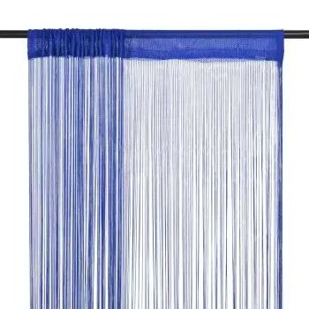 Set 2 bucati draperii cu franjuri, albastru, 100 cm