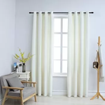  Perdele opace cu inele, 2 buc., crem, 140x175 cm, catifea