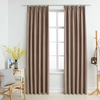  Draperii opace cu cârlige, 2 buc., gri taupe, 140 x 175 cm