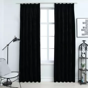 Set 2 bucati draperii opace, negru, 140 x 225 cm