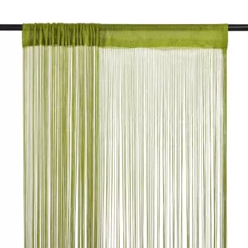 Set 2 bucati draperii cu franjuri, verde, 140 cm