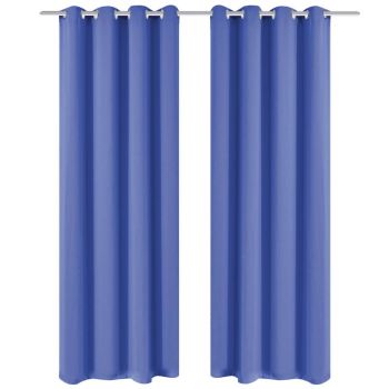 Draperii opace cu ocheti metalici, albastru, 135 x 245 cm