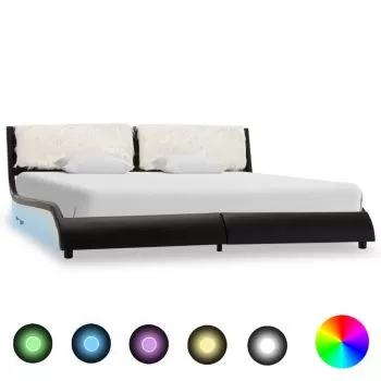 Cadru de pat cu LED, negru si alb, 180 x 200 cm