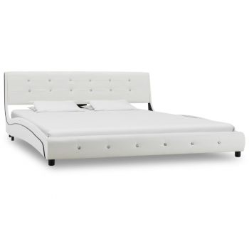 Cadru de pat, alb, 150x200 cm, piele ecologică
