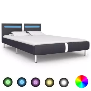 Cadru de pat cu LED, negru, 140 x 200 cm