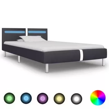 Cadru de pat cu LED, negru, 90 x 200 cm