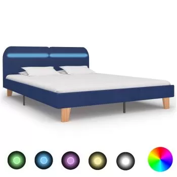 Cadru de pat cu LED-uri, albastru, 180 x 200 cm