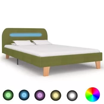 Cadru de pat cu LED-uri, verde, 120 x 200 cm