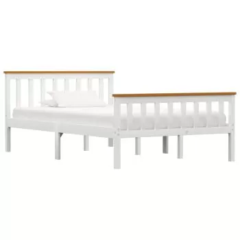 Cadru de pat, alb si maro, 120 x 200 cm