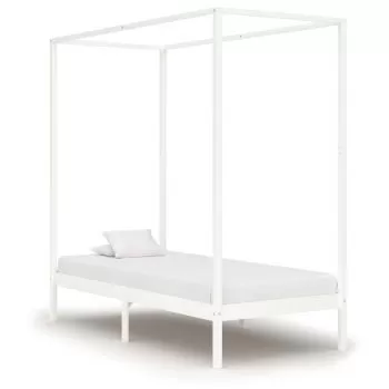 Cadru pat cu baldachin, alb, 90 x 200 cm