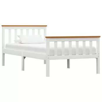 Cadru de pat, alb si maro, 90 x 200 cm