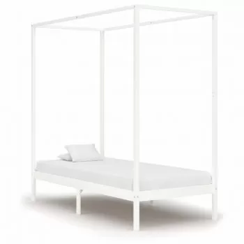 Cadru pat cu baldachin, alb, 100 x 200 cm