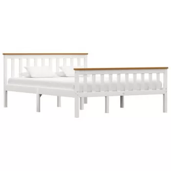 Cadru de pat, alb si maro, 140 x 200 cm