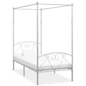 Cadru de pat cu baldachin, alb, 90 x 200 cm