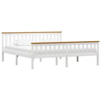 Cadru de pat, alb si maro, 180 x 200 cm