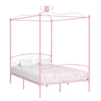 Cadru de pat cu baldachin, roz