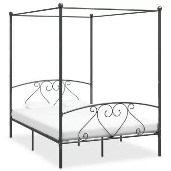 Cadru de pat cu baldachin, gri, 140 x 200 cm