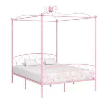 Cadru de pat cu baldachin, roz, 180 x 200 cm