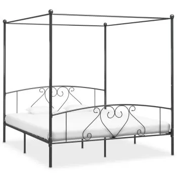 Cadru de pat cu baldachin, gri, 200 x 200 cm