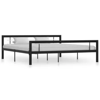 Cadru de pat, alb si negru, 180 x 200 cm