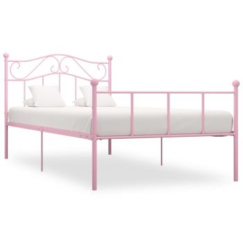 Cadru de pat, roz, 100 x 200 cm, metal