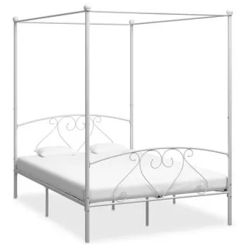Cadru de pat cu baldachin, alb, 140 x 200 cm