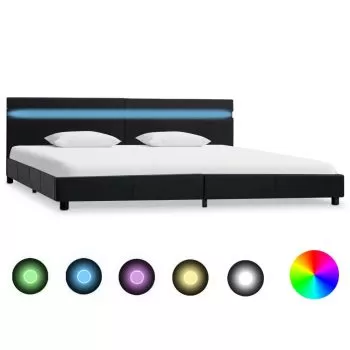 Cadru de pat cu LED, negru, 180 x 200 cm