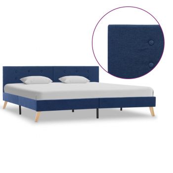 Cadru de pat, albastru, 180 x 200 cm, material textil