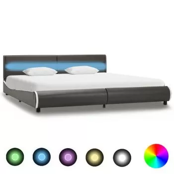 Cadru de pat cu LED, antracit, 180 x 200 cm