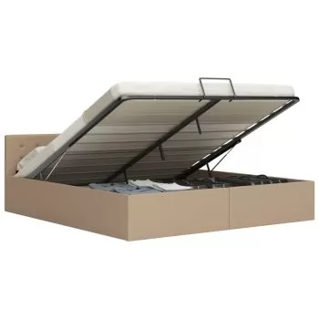  Cadru pat hidraulic, depozitare cappuccino 180x200 cm piele eco