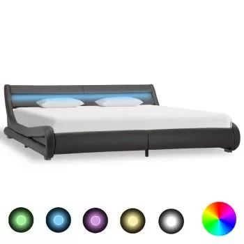 Cadru de pat cu LED, gri, 180 x 200 cm