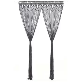  Perdea macrame, antracit, 140 x 240 cm, bumbac