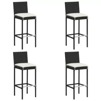 Set 4 bucati scaune de bar pentru gradina, negru