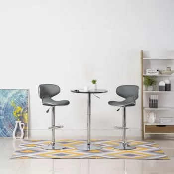  Scaune de bar, 2 buc., gri, piele ecologică