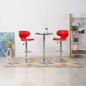  Scaune de bar, 2 buc., roșu, piele ecologică