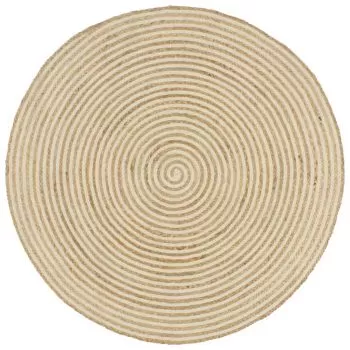 Covor lucrat manual cu model spiralat, alb, 150 cm