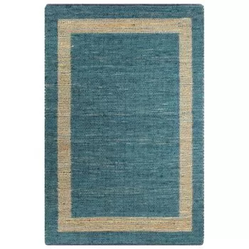 Covor manual, albastru, 80 x 160 cm
