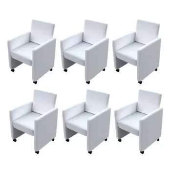 Set 6 bucati scaune de bucatarie, alb