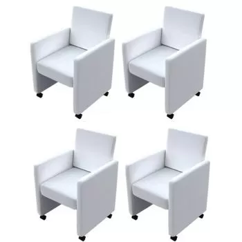 Set 4 bucati scaune de bucatarie, alb