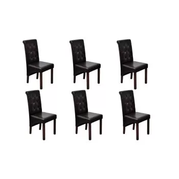 Set 6 bucati scaune de bucatarie, maro, 43 x 52 x 95 cm