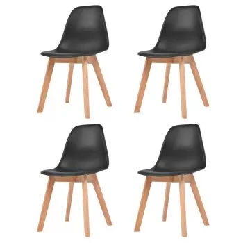  Scaune de bucătărie, 4 buc., negru, plastic