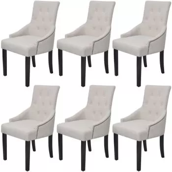 Set 6 bucati scaune de sufragerie, crem, 52 x 63 x 94 cm