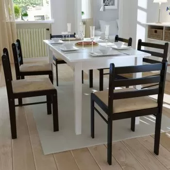 Set 6 bucati scaune de bucatarie, maro, 44 x 45 x 81 cm