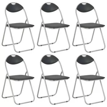 Set 6 bucati scaune de bucatarie pliabile, negru