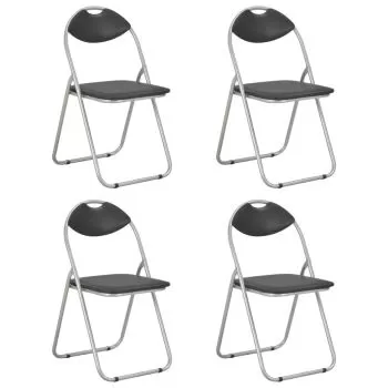 Set 4 bucati scaune de bucatarie pliabile, negru