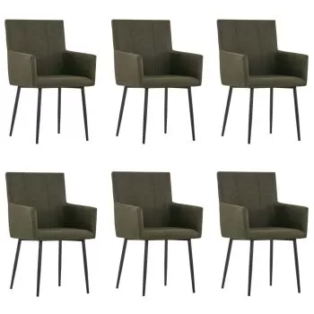 Set 6 bucati scaune de bucatarie cu brate, maro, 52 x 59.5 x 93 cm