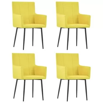 Set 4 bucati scaune de bucatarie cu brate, galben, 52 x 59.5 x 93 cm