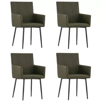 Set 4 bucati scaune de bucatarie cu brate, maro, 52 x 59.5 x 93 cm