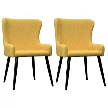 Set 2 bucati scaune de bucatarie, galben, 60 x 55 x 84 cm