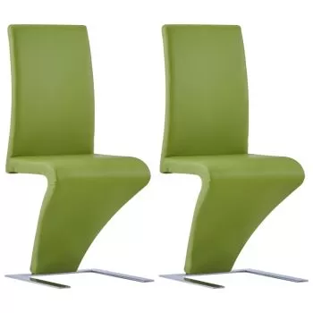 Set 2 bucati scaune de bucatarie in zigzag, verde